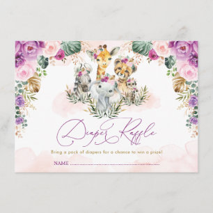 Cartão De Informações Bohemian Safari Jungle Chá de fraldas Raffle