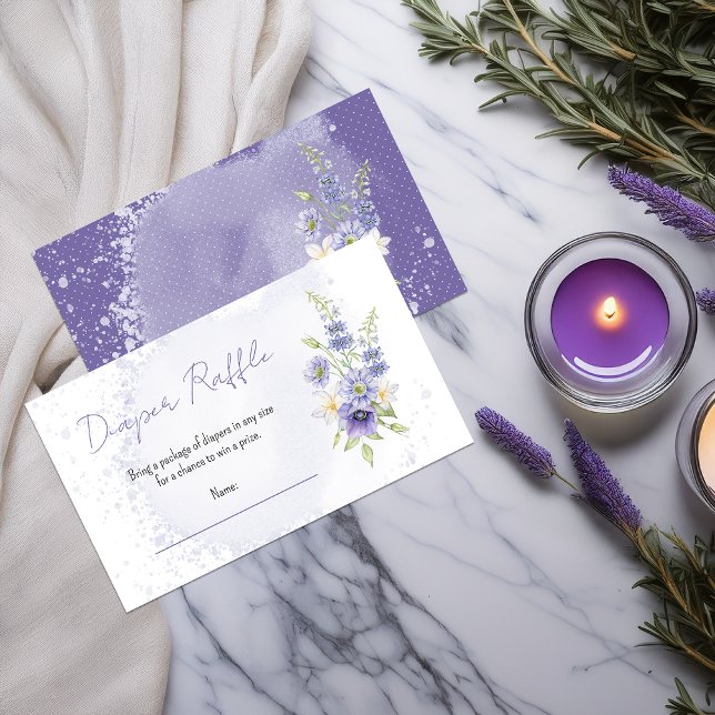 Cartão De Informações Boho A Little Wildflower Baby Shower Diaper Raffle (Boho A Little Wildflower Baby Shower "Diaper Raffle" Enclosure Card)
