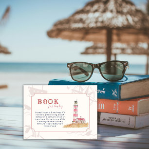 Cartão De Informações Boho Ahoy Farol Náutico Livros Chás de Bebê