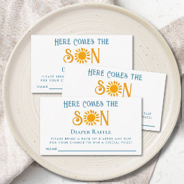 Cartão De Informações Boho Aqui Vem o Filho da Fralda Raffle