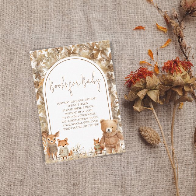 Cartão De Informações Boho Arco Cai Animais da Floresta Livros para Bebê (Criador carregado)