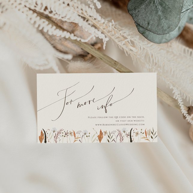 Cartão De Informações Boho Autumn Wildflower | Sítio Web Beige Wedding (Criador carregado)