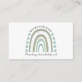 Cartão De Informações Boho Azul Aquarela Arco-Íris Livros Para Bebê