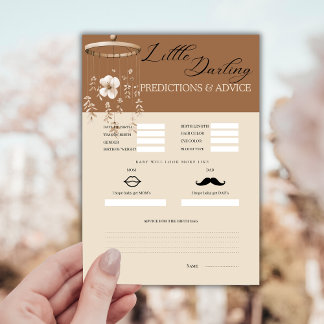 Cartão De Informações Boho Baby Predictions and Advice Card