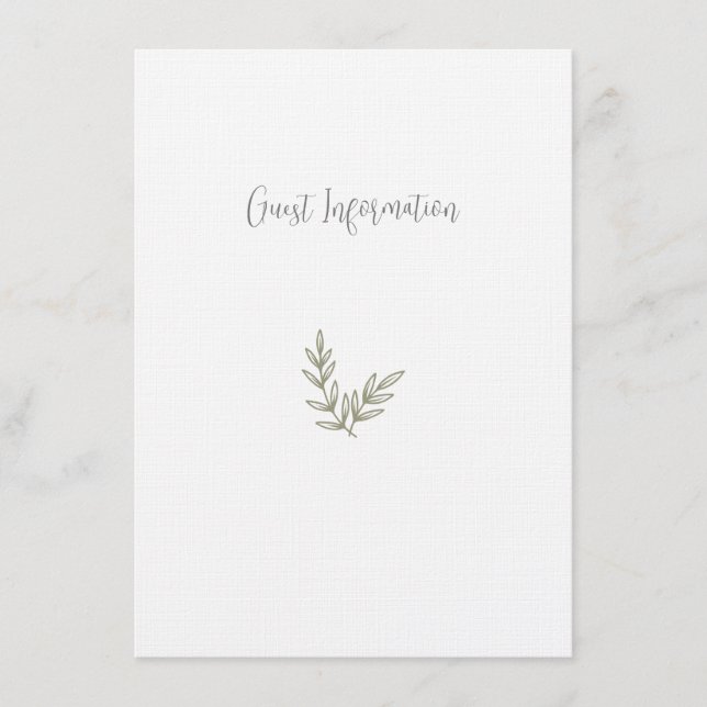 Cartão De Informações Boho Bamboo Folha Botânica Molha Elegante Verde (Frente)