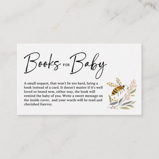 Cartão De Informações Boho Bee Baby Shower Books for Baby (Frente)