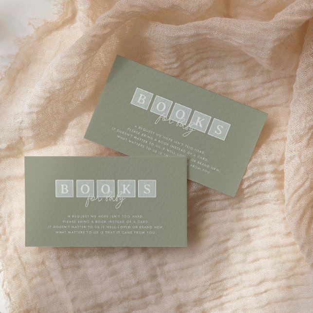 Cartão De Informações Boho Blocos Livros Verdes para Bebê (Criador carregado)