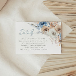 Cartão De Informações Boho Blue: Detalhes do Casamento Boêmia Azul Dusty