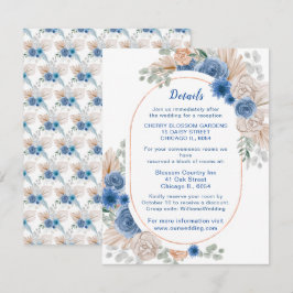Cartão De Informações Boho Blue Pampas Grass Detalhes do Casamento