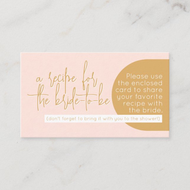 Cartão De Informações Boho Blush & Mustard Receita para a Noiva (Frente)