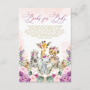 Cartão De Informações Boho Blush Purple Jungle Safari Livros para Bebê