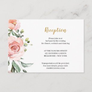 Cartão De Informações Boho Blush Rosa Flores Rosas Dourado Geométrico En