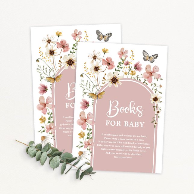 Cartão De Informações Boho Blush Wildflower Meadow Books para Menina (Criador carregado)