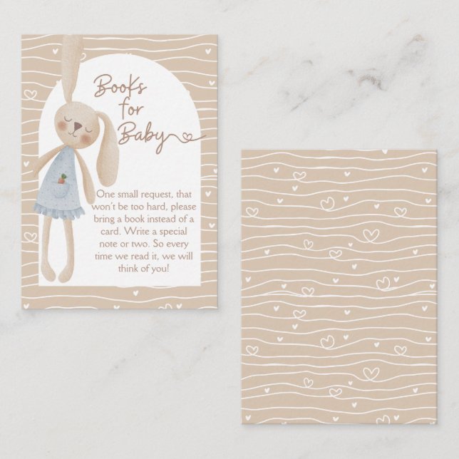 Cartão De Informações Boho Bonito Oh Bebê Coelhinho Livros para Bebê (Frente/Verso)