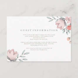 Cartão De Informações Boho Botânico Rustic Guest Details Coral and Cinza
