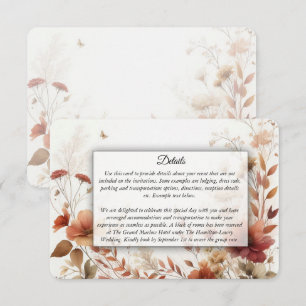 Cartão De Informações Boho Browns com Borboletas Casamento Floral