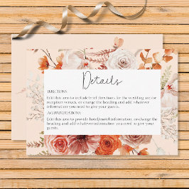 Cartão De Informações Boho Burnt Orange Fall Floral Peach