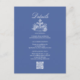 Cartão De Informações Boho Casamento Azul Desbotado Detalhe