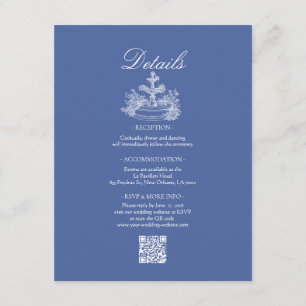 Cartão De Informações Boho Casamento Azul Desbotado Detalhe