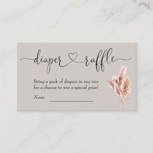 Cartão De Informações Boho Chá de fraldas Fralda Raffle (Frente)