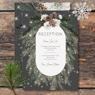 Cartão De Informações Boho Charcarboneto Pine Winter Sparkle Reception