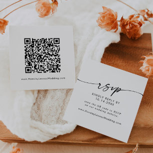 Cartão De Informações Boho Chic Black and White Weding Código QR RSVP