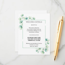 Cartão De Informações Boho Chic Green Watercolor Deixa Casamento