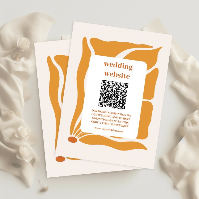 Cartão De Informações Boho Chic Retro Floral Weding Qr code (Criador carregado)
