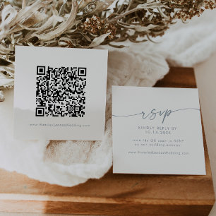 Cartão De Informações Boho Chic Slate Blue Weding Código QR RSVP