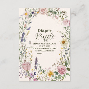 Cartão De Informações Boho Chic Wildflower Diapper Raffle