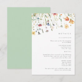 Cartão De Informações Boho Chic Wildflower Wedding Details