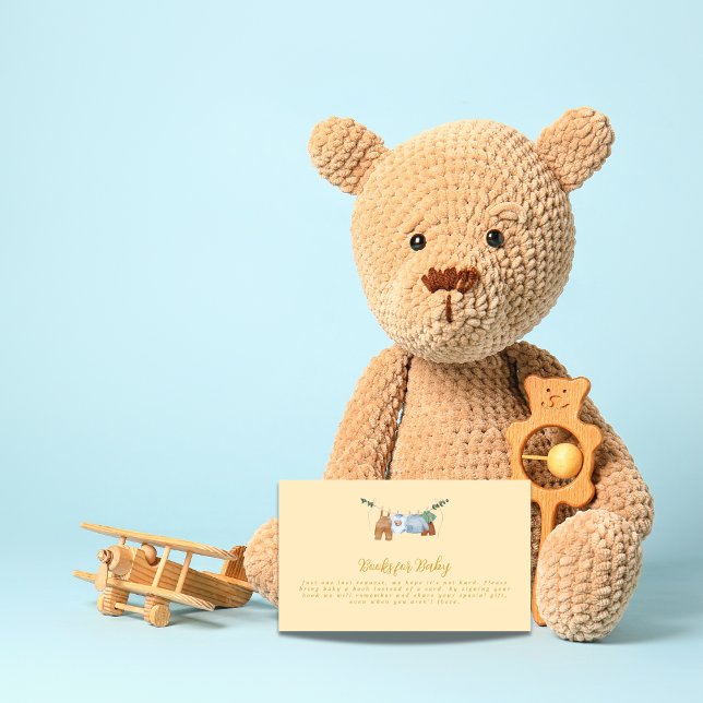 Cartão De Informações Boho Clothesline Boy Pastel Livros amarelos para b (Criador carregado)