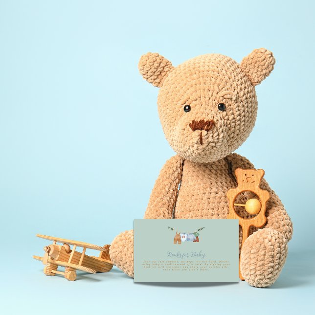 Cartão De Informações Boho Clothesline Boy Pastel Livros Verdes para beb (Criador carregado)