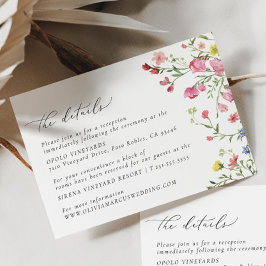 Cartão De Informações Boho Colorful Wildflower Fairytale Detalhes do Cas