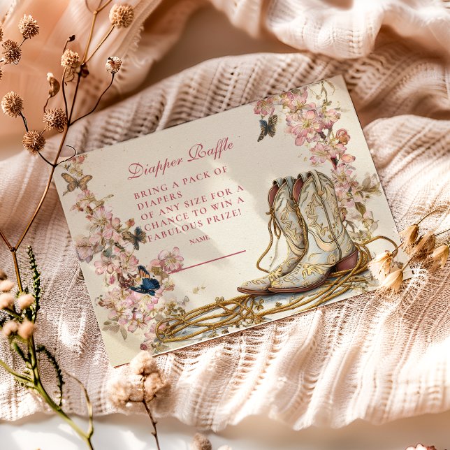 Cartão De Informações Boho Cowgirl Boots Diapper Raffle (Criador carregado)
