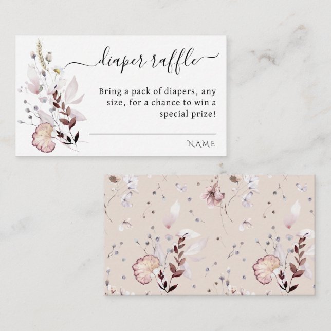 Cartão De Informações Bóho de flor selvagem Fralda moderna mínima (Frente/Verso)