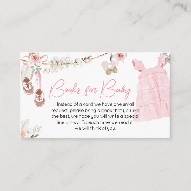Cartão De Informações Boho de Garota Doce Roupa Livros para Bebê (Frente)
