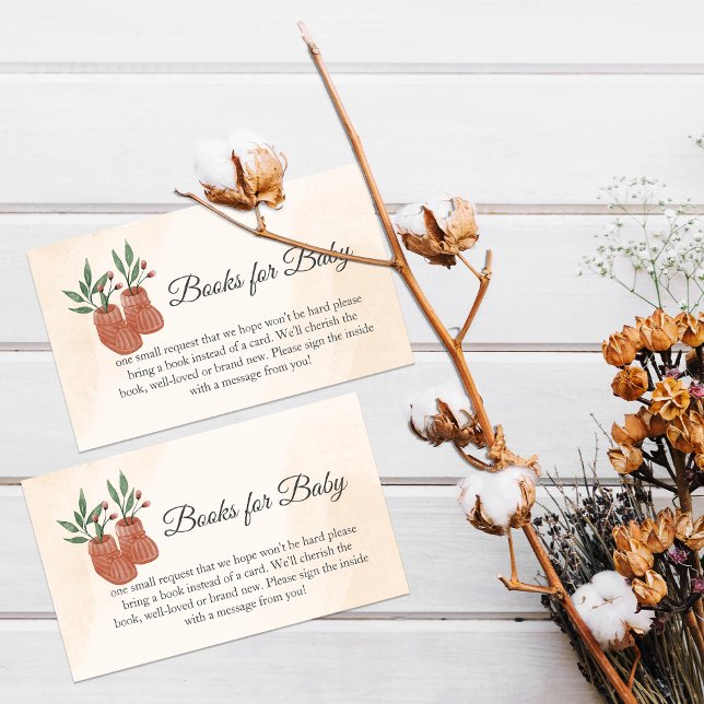 Cartão De Informações Boho De Menina Doce Roupa Livros Para Bebê (Criador carregado)