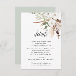 Cartão De Informações Boho Deixa Pampa Grass Detalhes Do Casamento