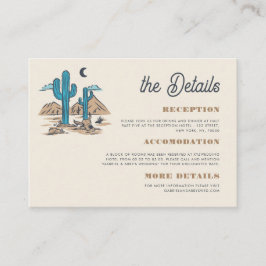 Cartão De Informações Boho Desert Cactus Retro Arizona Wedding Details
