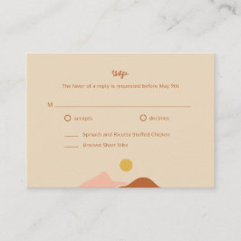 Cartão De Informações Boho Desert Simple Wedding RSVP