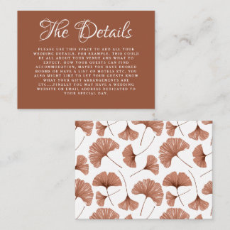 Cartão De Informações Boho Detalhes Terracotta Ginkgo Casamento Botânico