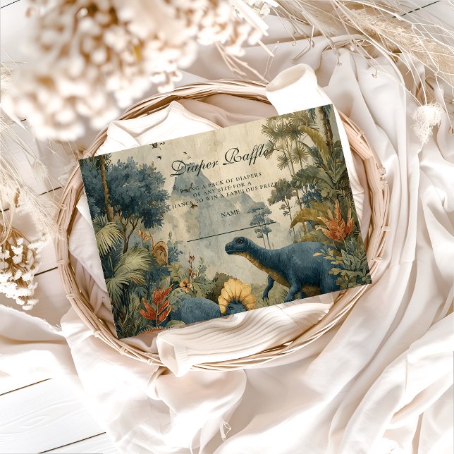 Cartão De Informações Boho Dino Baby Shower Diapper Raffle (Criador carregado)