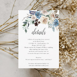 Cartão De Informações Boho Dusty Blue Beige Flowers