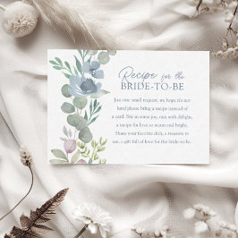 Cartão De Informações Boho Dusty Blue Recipe for the Bride Floral