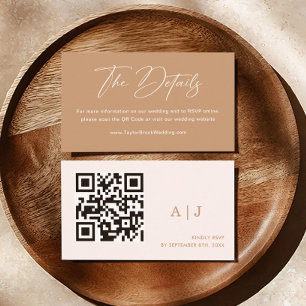 Cartão De Informações Boho Earth Tone Details Weding Qr code