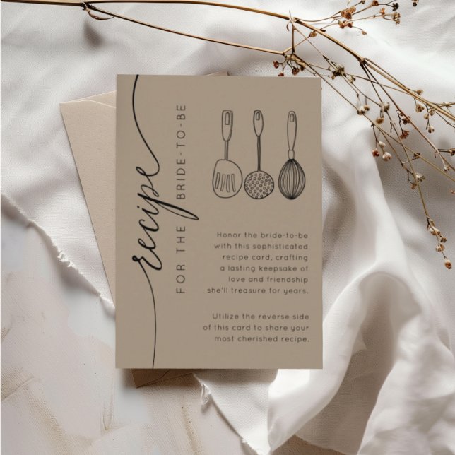 Cartão De Informações Boho Earthy Tan Bridal Shower Recipe (Criador carregado)