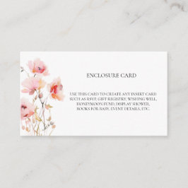 Cartão De Informações BOHO ELEGANTES FLORES SILVESTRES Aquarela ROSADAS