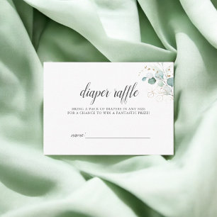 Cartão De Informações Boho Eucalyptus deixa Fralda Chá de fraldas Raffle