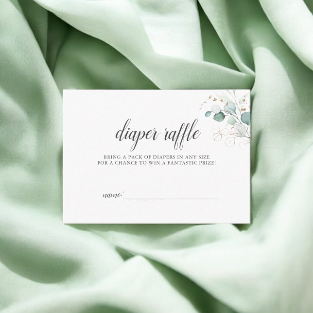 Cartão De Informações Boho Eucalyptus deixa Fralda Chá de fraldas Raffle (Criador carregado)